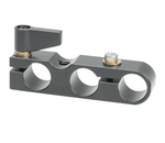 Load image into Gallery viewer, Upgrade Innovations Offset 15mm Rod Clamp shown in black anodized finish with adjustable levers attached, ready for mounting.