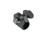 Load image into Gallery viewer, Upgrade Innovations Arri 3/8 inch Pin-Loc to 15mm Rod Clamp in black anodized aluminum, showing the tightening knob and anti-twist pins.
