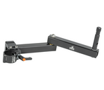 Load image into Gallery viewer, Upgrade Innovations Laptop Swing Arm with a flip-open 1.5-inch corner clamp attached to a vertical post, articulating outwards.