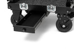 Load image into Gallery viewer, adicam Mini Bottom Drawer mounted underneath an adicam Mini production cart, shown open with the 3-digit combination lock visible.