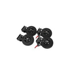 Load image into Gallery viewer, Complete adicam 9-inch Premium Wheel System showing two fixed and two swivel wheels with aluminum mountings and protective storage bags.