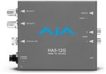 Load image into Gallery viewer, AJA HA5-12G Mini-Converter showing HDMI input, dual 12G-SDI outputs, and analog audio RCA inputs.
