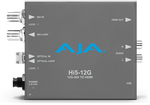 Load image into Gallery viewer, AJA Hi5-12G Mini-Converter showing 12G-SDI input, HDMI 2.0 output, and power connection ports.