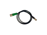 Load image into Gallery viewer, A coiled black cable with a green connector on one end and a gold-toned metal connector on the other, photographed on a plain light background.