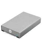 Load image into Gallery viewer, OWC Mercury Elite Pro mini USB-C portable storage enclosure, a compact silver aluminum case with a USB-C port shown on its back panel.