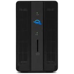 Load image into Gallery viewer, Front view of the OWC Gemini dual-drive Thunderbolt 3 hardware RAID storage and docking enclosure, showing its drive bays and front-facing SD card and USB ports.