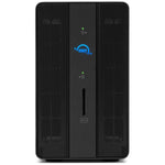 Load image into Gallery viewer, Front view of the OWC Gemini Dual-Drive Thunderbolt 3 RAID Storage & Dock, showing its dual drive bays, SD card reader, and connectivity ports.