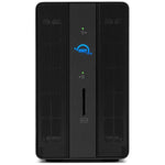 Load image into Gallery viewer, Front view of the OWC Gemini Dual-Drive Thunderbolt 3 RAID Storage & Dock, showing its dual drive bays, SD card slot, and connectivity ports.