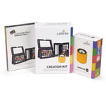 Load image into Gallery viewer, The Calibrite Creator Kit, including the Display 123 monitor calibrator and the open ColorChecker Passport Video 2, arranged on a clean studio background.