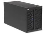 Load image into Gallery viewer, Front view of the Sonnet DuoModo xMac mini/Echo III Desktop system, a silver aluminum enclosure with a Mac mini installed and front-facing I/O ports.