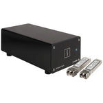 Load image into Gallery viewer, Sonnet Twin10G SFP28 Thunderbolt to Dual 10GbE Adapter, showing the front ports and rugged aluminum chassis.