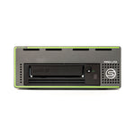 Load image into Gallery viewer, Front view of the black SymplyPRO LTO Desktop Thunderbolt 3 archiving unit, showing its metal chassis, LTO tape slot, and status indicator light.