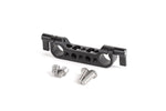 Load image into Gallery viewer, Wooden Camera Battery Slide adjustable power plate showing multiple mounting holes, a thumbscrew for adjustment, and compatibility for V-Mount batteries.