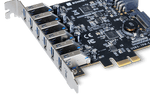 Load image into Gallery viewer, Sonnet Allegro 7-Port USB 3.2 Gen 1 Type A PCIe Card showing its six external USB-A ports and internal circuitry.