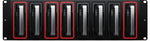 Load image into Gallery viewer, Front view of the Blackmagic Cloud Backup 8, an 8-bay rack-mount network storage unit with status lights illuminated.