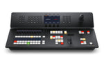 Load image into Gallery viewer, Front view of the Blackmagic Design ATEM Television Studio 4K8, showing the integrated broadcast control panel with fader bar, crosspoint buttons, and LCD screens.