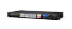 Load image into Gallery viewer, Front view of the Blackmagic Design Videohub 20x20 12G, a 1RU video router showing the front panel LCD, control buttons, and spin knob.