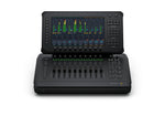 Load image into Gallery viewer, Front view of the Blackmagic Design Fairlight Live Audio Panel 10, showing its 10 faders and large central touchscreen display.