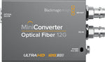 Load image into Gallery viewer, Front and back view of the Blackmagic Design Mini Converter Optical Fiber 12G, showing SDI and optical fiber SFP connections.