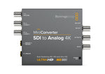 Load image into Gallery viewer, Front and back view of the Blackmagic Design Mini Converter - SDI to Analog 4K, showing SDI inputs and analog video and audio outputs.