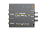 Load image into Gallery viewer, Front and back view of the Blackmagic Design Mini Converter - SDI to Audio 4K, showing SDI inputs, loop out, and 1/4-inch audio output jacks.