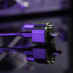 Load image into Gallery viewer, A green aluminium SymplyLOCK device for securing a Thunderbolt Type-C cable connection.