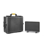 Load image into Gallery viewer, HPRC 2710 protective case, open, showing the custom-cut foam interior designed for an Atomos Sumo Pro 19" monitor and accessories.