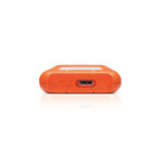Load image into Gallery viewer, LaCie Rugged Mini USB 3.0 external hard drive, showing its iconic orange protective bumper and compact, rectangular shape.