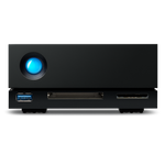 Load image into Gallery viewer, Front view of the LaCie 1big Dock Thunderbolt 3, a desktop storage hub with card reader slots and a blue status light.