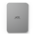 Load image into Gallery viewer, Front view of the LaCie Mobile Drive, a slim, portable hard drive in a Moon Silver aluminum finish.