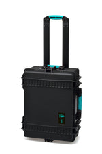 Load image into Gallery viewer, HPRC 2600W wheeled hard resin case in black with blue latches, shown closed.