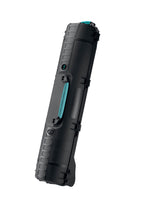Load image into Gallery viewer, HPRC 6500W wheeled hard resin case in black with blue latches, shown closed. Suitable for tripods and other long equipment.