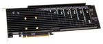 Load image into Gallery viewer, Sonnet M.2 8x4 Silent Gen4 PCIe Card with its large black fanless heatsink, showing the eight M.2 SSD slots underneath.