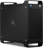 Load image into Gallery viewer, Front view of the OWC ThunderBay FLEX 8, an 8-bay Thunderbolt 3 enclosure, showing its drive bays, front ports, and card readers.