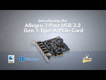 Load and play video in Gallery viewer, Sonnet Allegro 7-Port USB 3.2 Gen 1 Type A PCIe Card