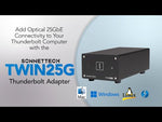 Load and play video in Gallery viewer, Sonnet Twin25G 25 Gigabit Ethernet Thunderbolt Adapter with Two SFP28 Transceivers