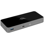 Load image into Gallery viewer, Front view of the OWC Thunderbolt 5 Hub in Space Gray, showing its three downstream Thunderbolt 5 ports and one USB-A port.