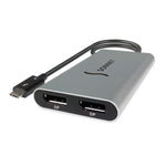Load image into Gallery viewer, A silver Sonnettech Thunderbolt to Dual DisplayPort adapter, allowing connection of two 4K monitors at 60Hz.