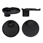 Load image into Gallery viewer, The RoboCup Plate accessory, a black circular tray with three compartments, shown attached to the top of a RoboCup.