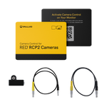 Load image into Gallery viewer, SmallHD Camera Control Kit for RED RCP2, showing two control cables, a USB adapter, and a software license card.