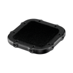 Load image into Gallery viewer, A black, rectangular Wooden Camera Hook and Loop Plate with a textured surface, shown on a neutral background.