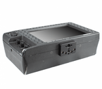 Load image into Gallery viewer, Upgrade Innovations Leader LV Non-Twist Mounting Plate made of black anodized aluminum, showing the top and bottom hole patterns and multiple threaded mounting points.