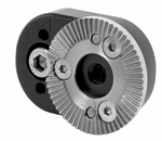 Load image into Gallery viewer, Upgrade Innovations Arri 3/8 inch Pin-Loc to Arri Rosette Receiver adapter, shown in its professional anodized black aluminum finish.