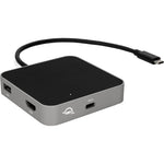 Load image into Gallery viewer, OWC 5-Port USB Type-C Travel Dock shown from a top-down angle, highlighting its compact size and various ports including HDMI, USB-A, and SD card slot.