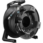 Load image into Gallery viewer, FieldCast 4Core Ultra Light Multi-Mode Fiber Optic Cable neatly wound on a black Schill GT310 winding drum.