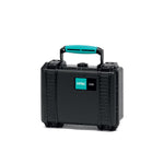 Load image into Gallery viewer, Front view of the HPRC 2100 unbreakable hard case in black, showing the ergonomic handle and two-phase safety latches.