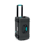 Load image into Gallery viewer, HPRC 4300W wheeled waterproof hard case in black, shown closed from a three-quarter angle to display its wheels and handle.