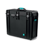 Load image into Gallery viewer, Black HPRC 4800W large wheeled hard case with its handle extended, shown from a front three-quarter angle on a white background.