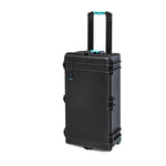 Load image into Gallery viewer, HPRC 2745W hard protective case in black with its retractable aluminum handle extended and all-terrain wheels visible.