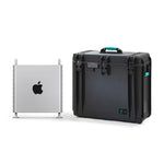 Load image into Gallery viewer, HPRC 4800W indestructible wheeled hard case, open, showing custom foam interior with a Mac Pro, keyboard, and mouse securely fitted inside.